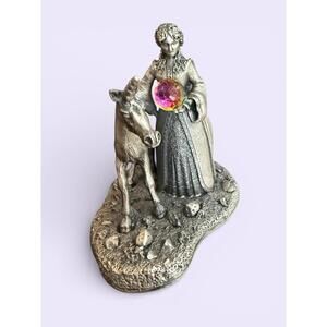Myth and Magic “The Virgin & Unicorn” Pewter figurine Tudor Mint with m crystal.